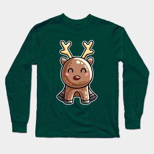 Kawaii Cute Red Nosed Reindeer Long Sleeve T-Shirt